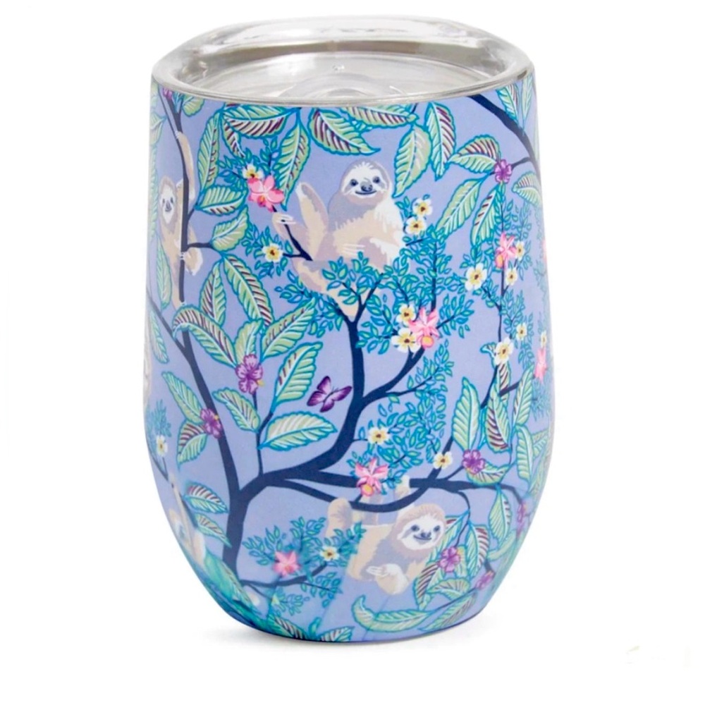 Vera Bradley Hanging Around Purple Sloths 12 oz Stainless Tumblers - Picture 2 of 3